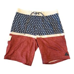 Trinity Men's Board Shorts Swim Trunks Size‎ 34 Patriotic Stars Blue Red White